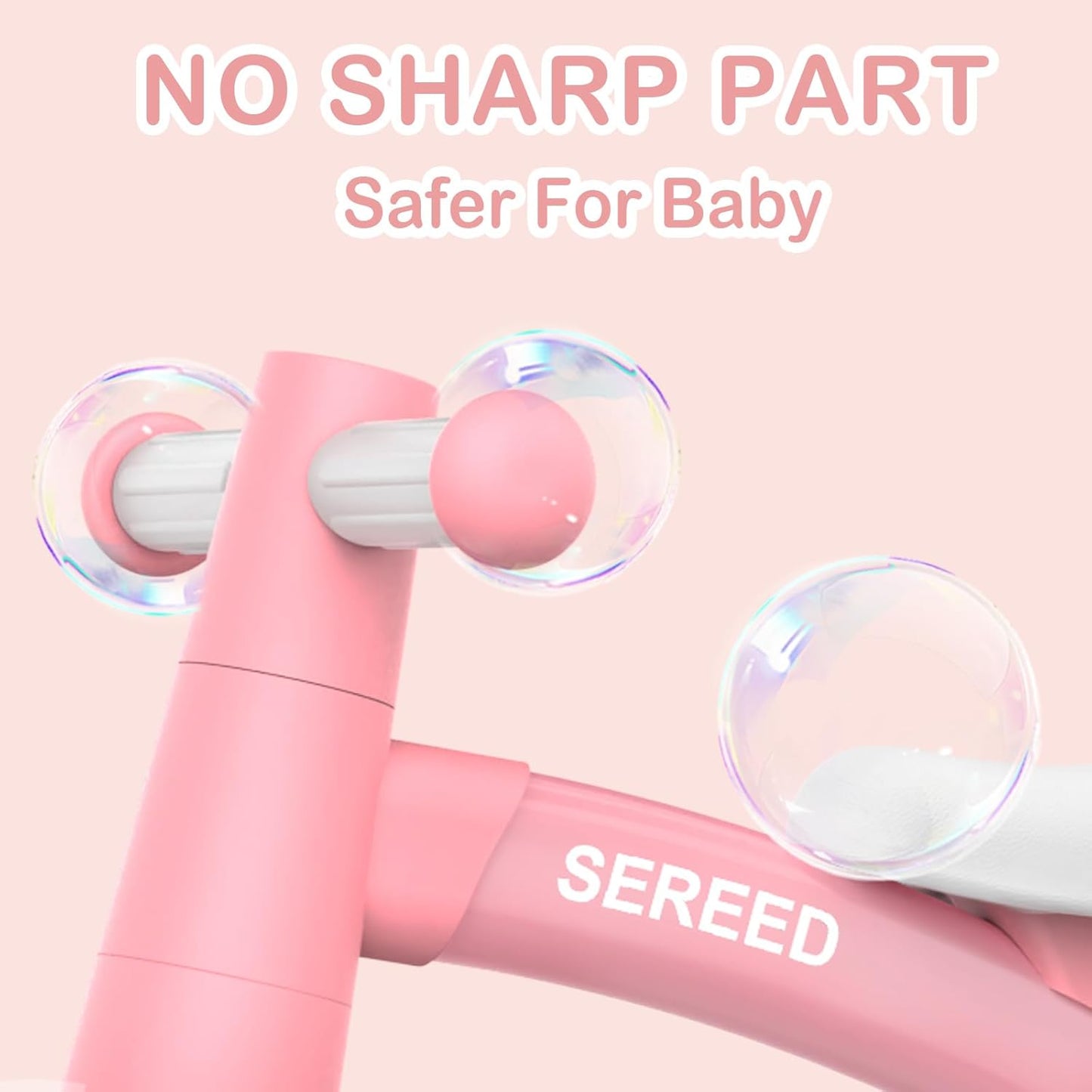 SEREED Colorful Lighting Baby Balance Bike, Toys for 1 Year Old Boys Girls, 12-24 Month Toddler Balance Bike with 4 Silence Wheels, First Birthday Gift (Pink)