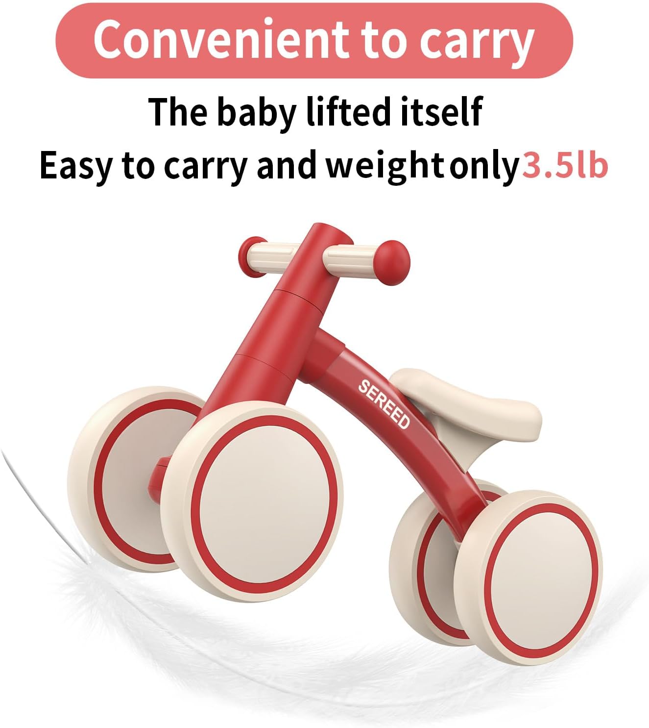 SEREED Baby Balance Bike for 1 Year Old Boys Girls 12-24 Month Toddler Balance Bike, 4 Wheels Toddler First Bike, First Birthday Gifts